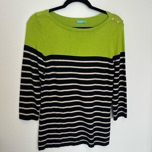 J.McLaughlin Striped 3/4 Sleeve Colorblock Sweater Pullover | Size M